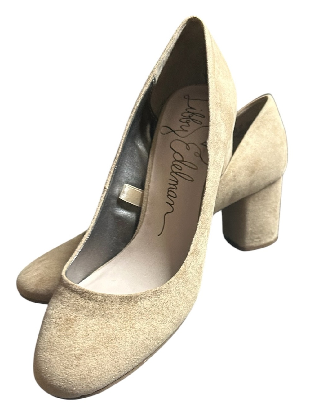 libby. edelman Women’s Casual Dress Classic Beige Block Heel Pumps